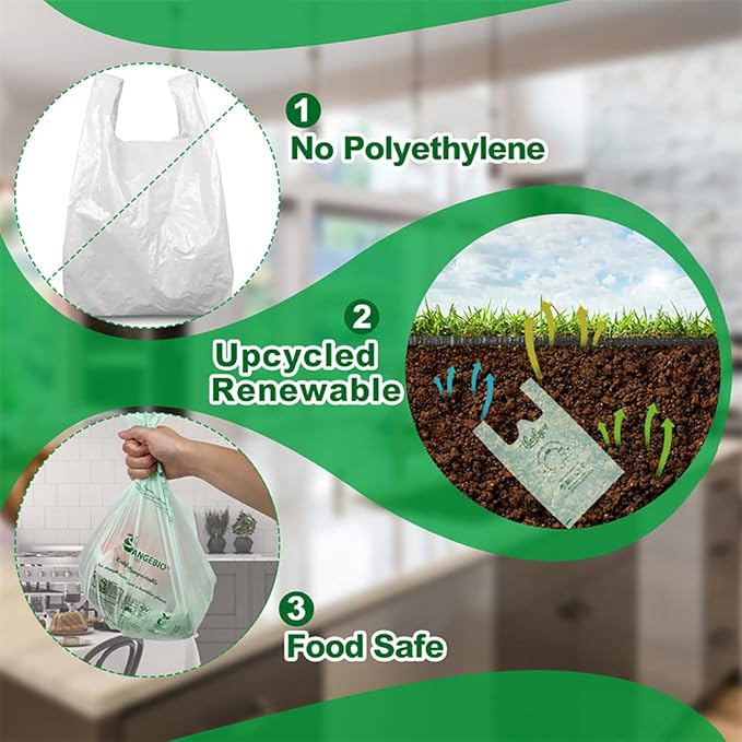 OrangeBio 3 Gallon Compostable Trash Bags, Food Grade, Plant-based, - Image 4