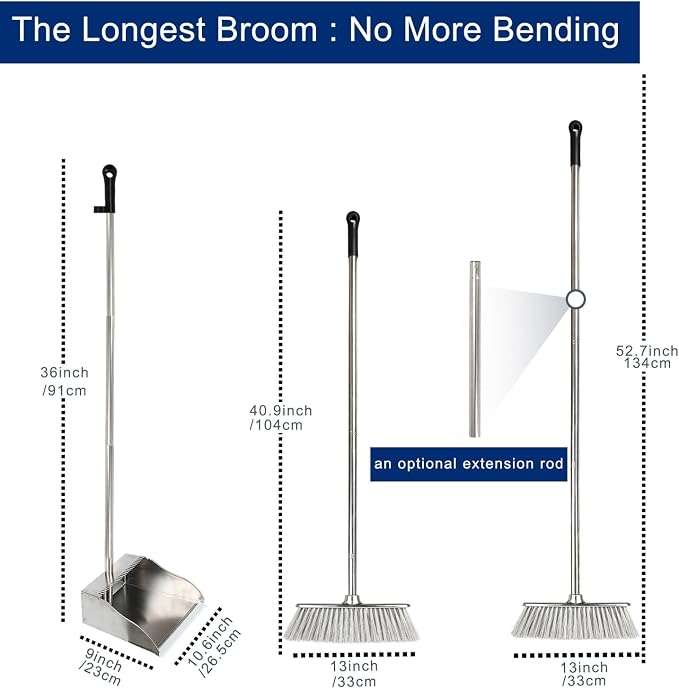 Indoor Soft Bristles Broom and Dustpan Angle Sweeping Dustpan and Broom - Image 2