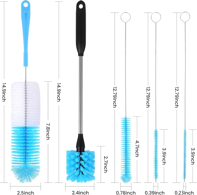 5 Pack Bottle Cleaner Brush, 15 Inches Stainless Steel Long Handle Baby Bottle - Image 6