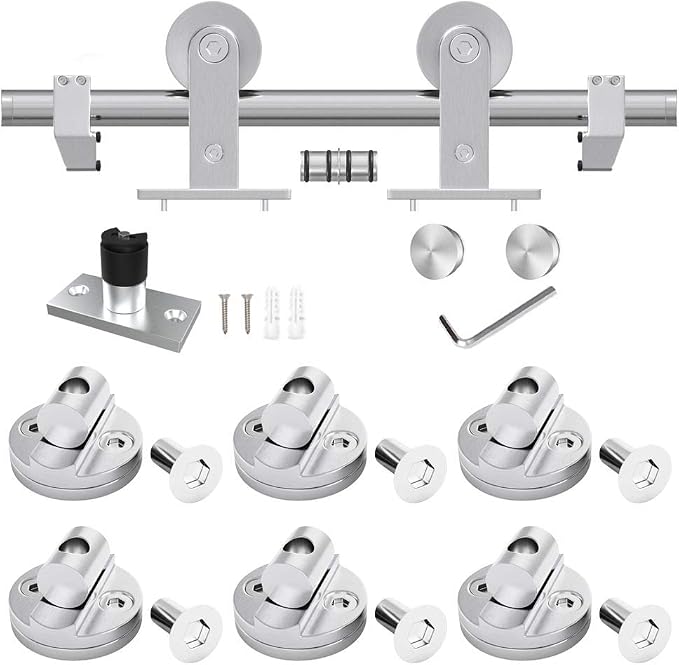 WINSOON Barn Door Hardware Kit 8FT: Brushed Nickel Heavy-Duty Smoothly Quietly - Image 6