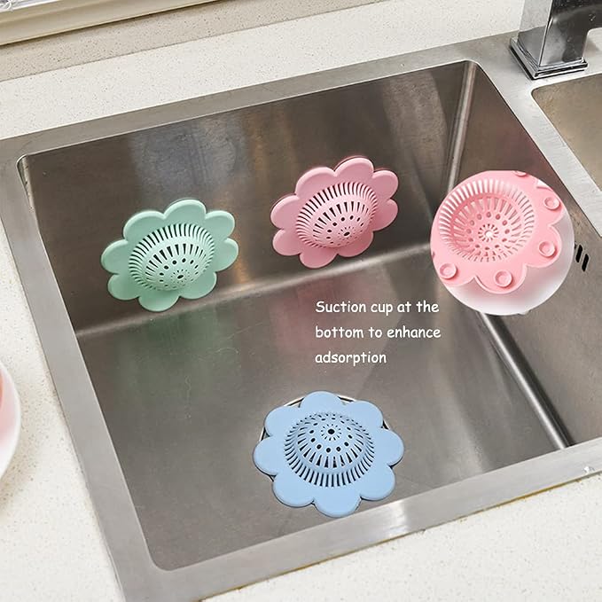 4PCS Drain Hair Catcher Shower Drain Covers Durable Silicone Hair Stopper - Image 3