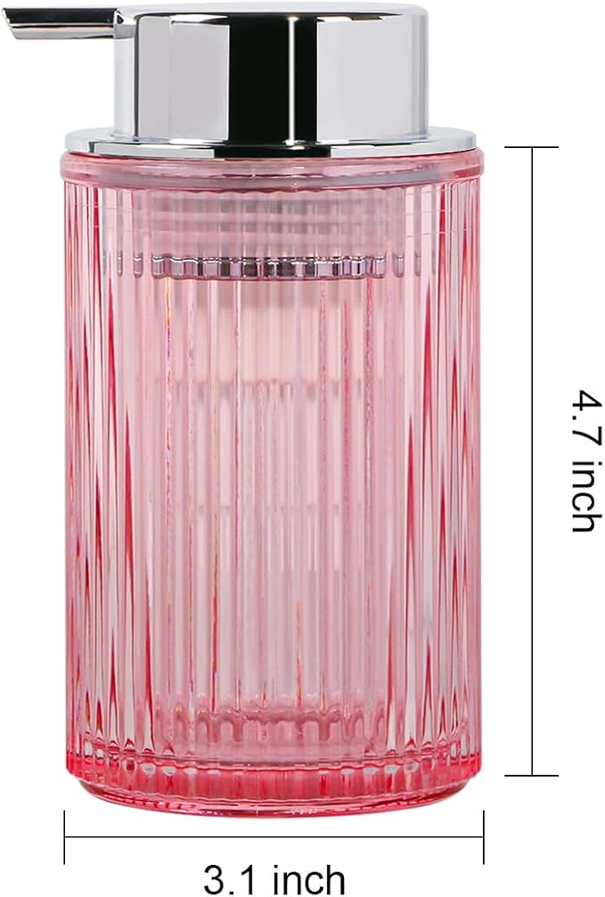 Pink Foaming Soap Dispenser, 12 Oz Glass Foaming Hand Soap Dispenser - Image 7