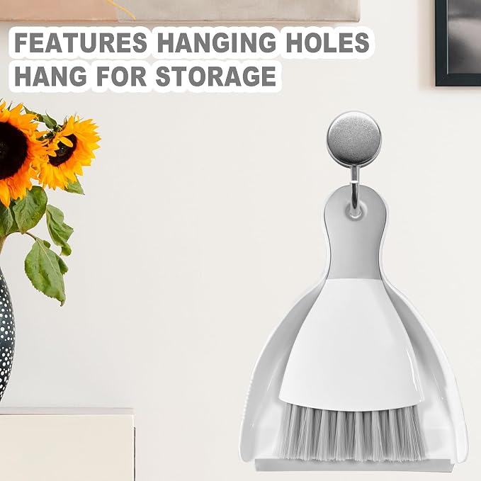 Mini Broom with Dustpan Combo Set Small Dust pan and Brush Set Quick Cleanup - Image 4