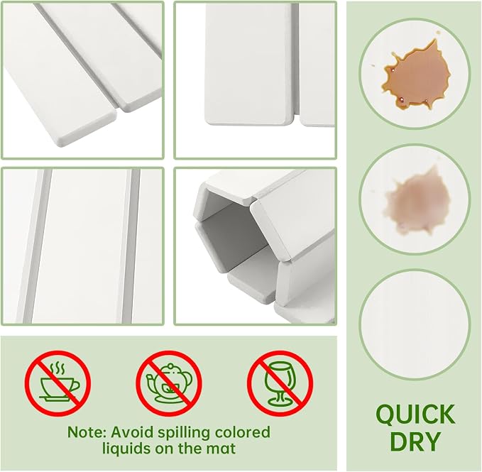 Stone Drying Mat for Kitchen Counter Square, 23.62"x15.35", Collapsible Quick - Image 3