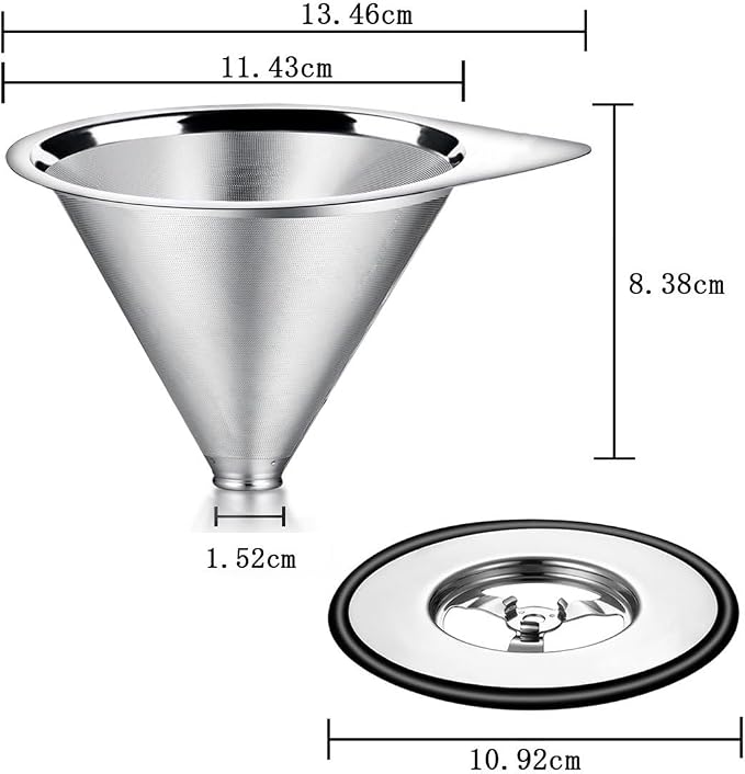LHS Pour Over Coffee Dripper Stainless Steel Coffee Filter Metal Cone Filter - Image 3