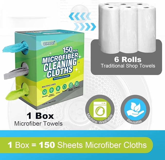 Microfiber Cleaning Cloth, 150 Pack Reusable Paper Towels Microfiber Towels - Image 2
