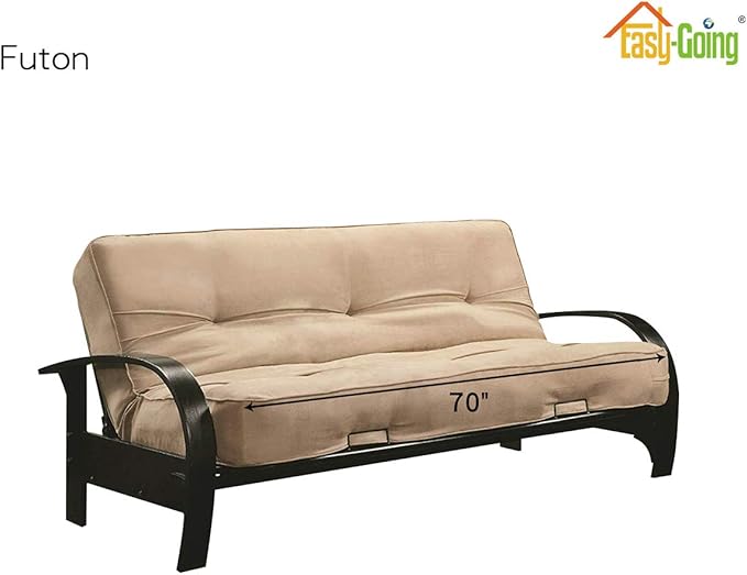 Easy-Going Futon Slipcover - Reversible Armless Sofa Cover - Furniture Protector - Water Resistant - Pets & Kids (Brown/Beige)