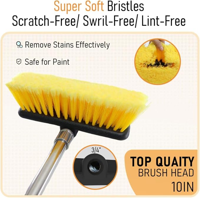 Car Wash Brush with 55" Long Handle | Car Wash 10" Dip Soft Brush | No Scratch - Image 3