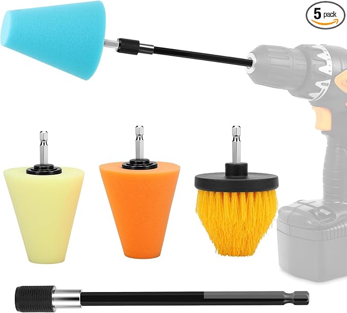 Linkstyle 5PCS Drill Polishing Cone Set, Car Wheel Polisher Sponge Pad Kit by Linkstyle