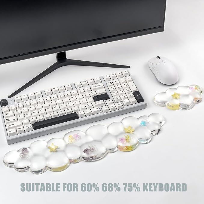 Gel Keyboard and Mouse Wrist Rest Set – Cute Clear Cloud Wrist Rest - Image 3