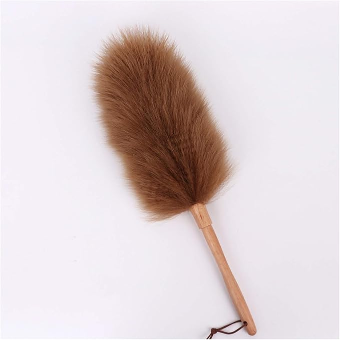 Pure Lambs Wool Duster with Wood Handle, Fluffy Lambswool Duster, Thicken by Unknown