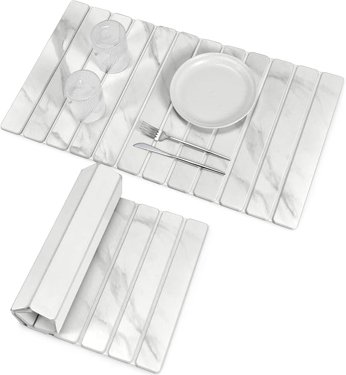 Large Stone Dish Drying Mats for Kitchen Counter, Collapsible Quick Drying Dish by Lprmnnc