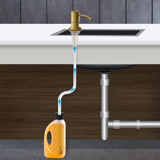Soap Dispenser for Kitchen Sink and Extension Tube Kit, Stainless Steel - Image 3
