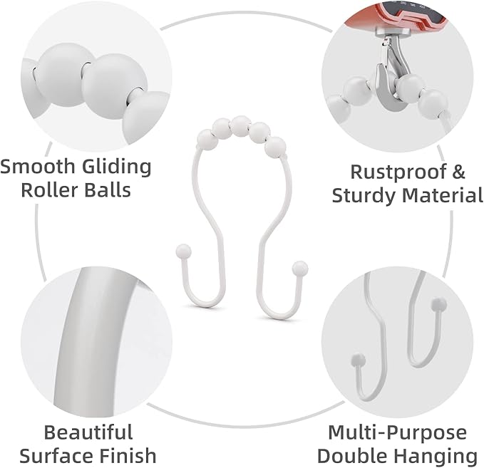 White Shower Curtain Hooks and Rings - Image 2