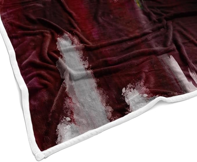 Abstract Ombre Throw Blankets, Modren Chic Art Oil Painting Cozy Warm Bed Couch Blanket, Burgundy Gold White Fleece Flannel Throws to Decorate The Room and Bedroom