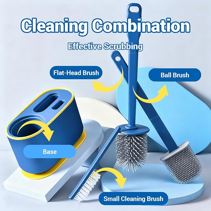 Toilet Brush Set, Bathroom Accessories, Toilet Bowl Cleaners, Deep Cleansing - Image 8