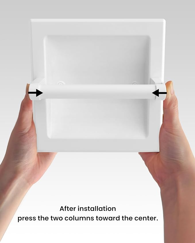 White Recessed Toilet Paper Holder - Image 4