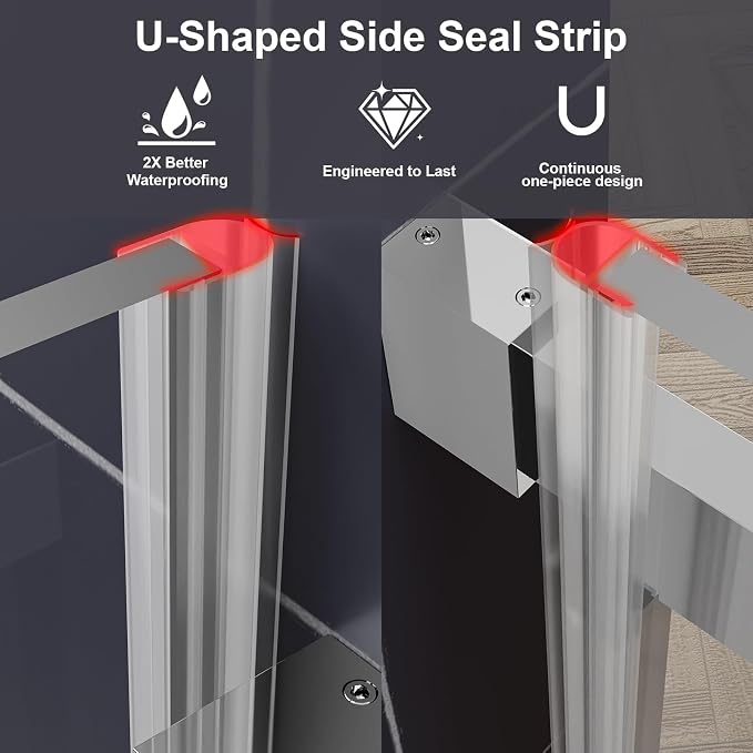 Luxury Soft-Closed Frameless Sliding Shower Door, 58–60" W x 76" H, 3/8" - Image 8