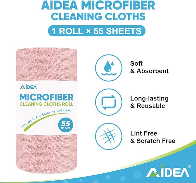 AIDEA Microfiber Cleaning Cloth Roll 165 Sheets, Tear Away Microfiber Towels - Image 3