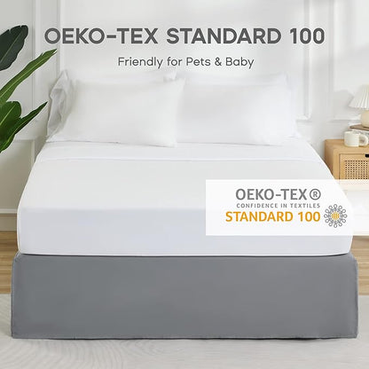 SONIVE Queen Bed Skirt,15" Drop Pleated Dust Ruffle,Classic Tailored Easy Fit Brushed Microfiber Skirts Hotel Quality Shrinkage & Fade Resistant Grey