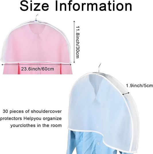 30PCS Garment Covers For Hanging Clothes, Shoulder Covers For Closet Storage - Image 2