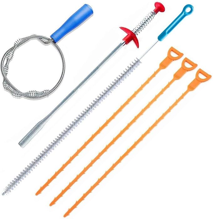 39inch Drain Clog Remover, 20inch Drain Snake Hair Remover＆ Cleaning Brush by Commoditydisplay