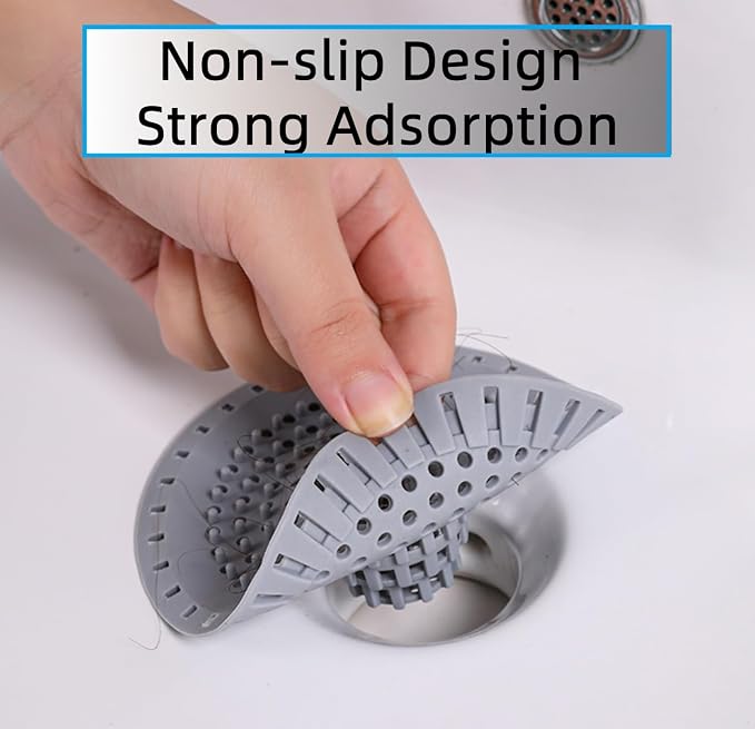 Grey Drain Hair Catcher Shower Drain Cover Hair Catcher Bathtub Drain Hair - Image 2