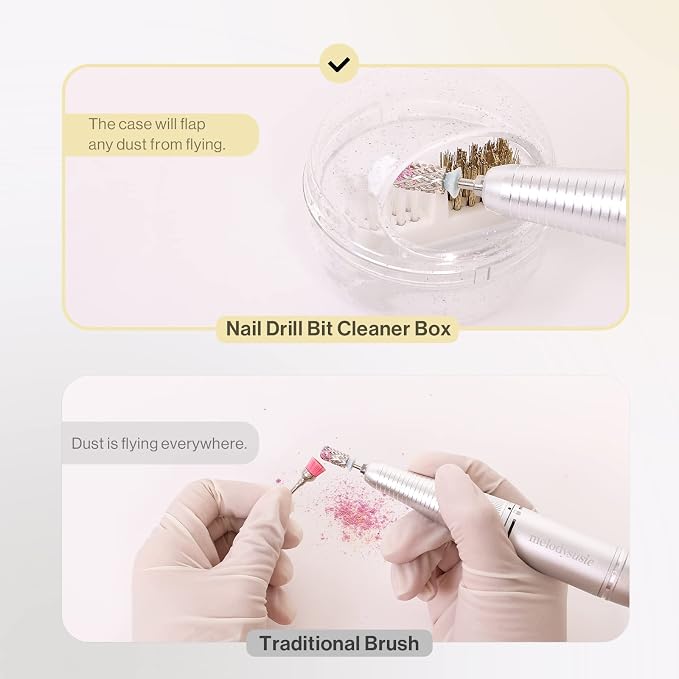 MelodySusie Nail Drill Bits Cleaner Brush Case Accessories - Image 3