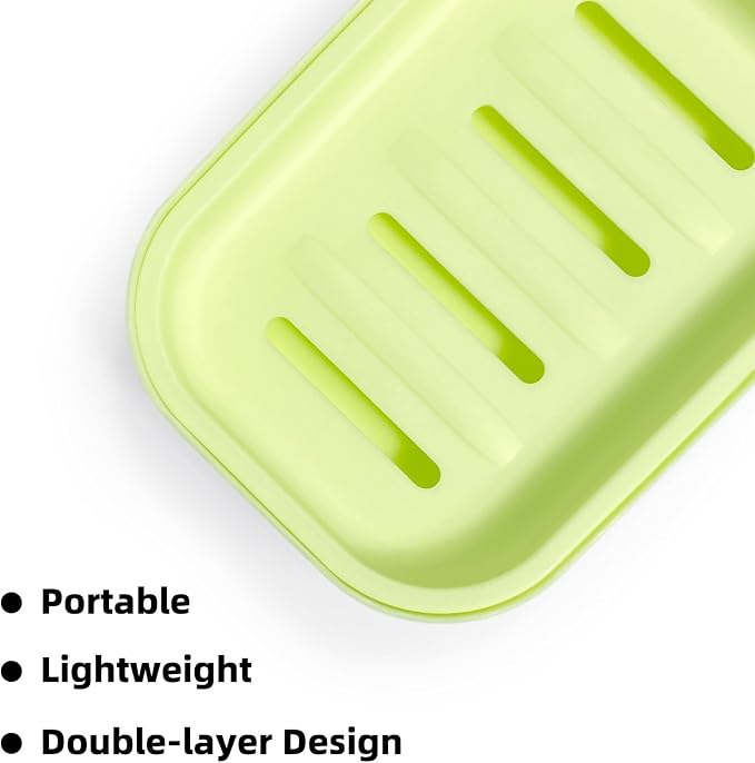 Double Layer Draining Soap Dish, Plastic Dishwashing Sponge Soap Holder - Image 4