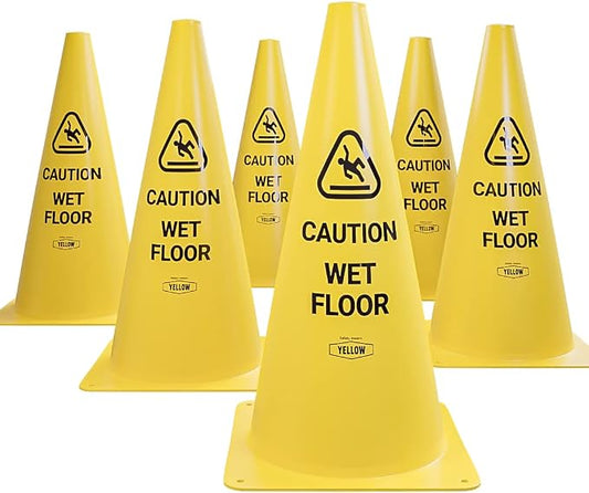 Yellow Safety® Commercial 15 Inch "Caution Wet Floor" Sign Cone, 6 ct. by YellowSafety