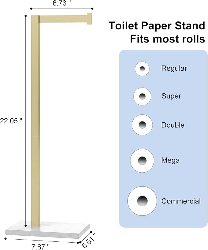 Toilet Paper Holder Stand Brushed Gold SUS 304 Stainless Steel Rustproof Free - Image 3
