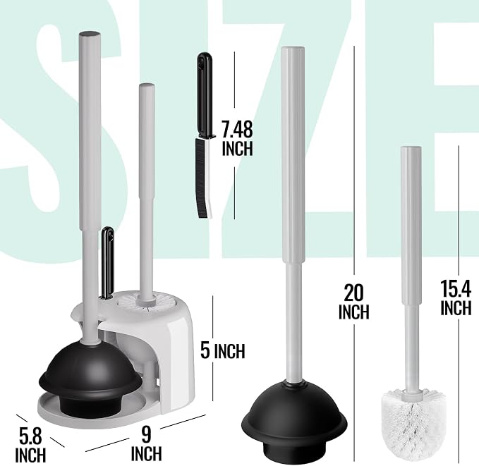 2PACK 4 in 1 Toilet Brush and Plunger Set - Image 7