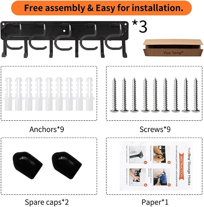 YueTong All Metal Garden Tool Organizer, Adjustable Garage Wall Organizers and - Image 6