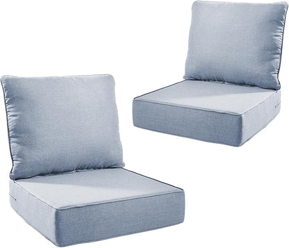 Outdoor Cushion Set for Furniture Patio Furniture, UV Resistant, Water Resistant - 6 Inch Thick Foam Garden Cushions– 22x24 Inch Patio Seat Covers for Chair/Sofa/Couch | Baby Blue | 2-Pack |