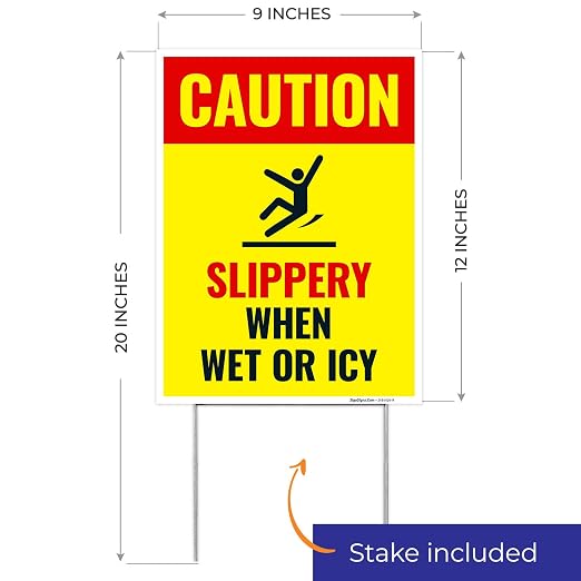 Caution Slippery When Wet or ICY Sign, Double Sided 9x12 Inches, Corrugated - Image 5