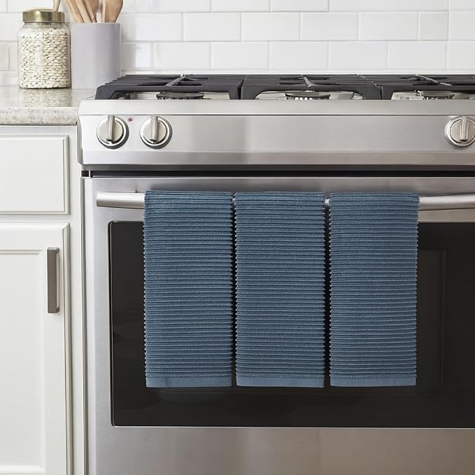 Serafina Home Slate Blue Gray Grey Kitchen Hand Dish Towels: Oversized 28" x 18" - Image 3