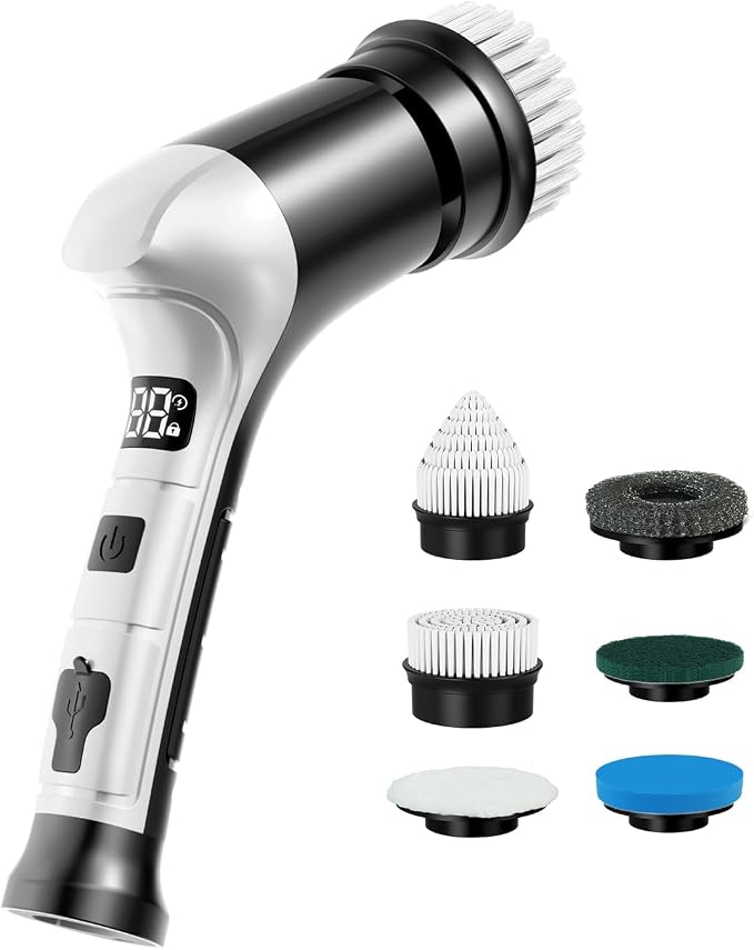 Electric Spin Scrubber, Cordless Household Cleaning Brush by KELAWE