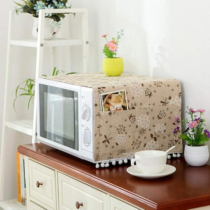 AKOAK 1 Pack 30cm x 90cm/11.81" x 35.43" Household Kitchen Microwave Dust Cover Cotton Linen Oven Cover with Storage Bag Home Decoration Accessories (Dandelion)