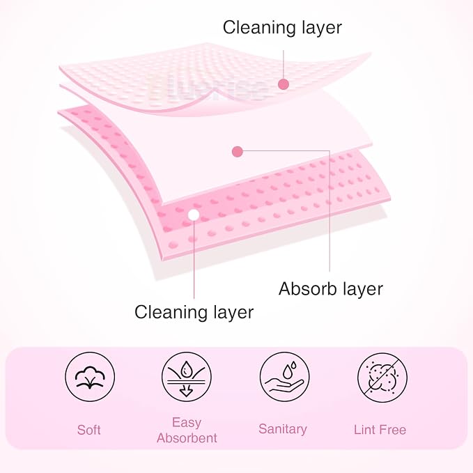 BLUERISE Lint Free Nail Wipes Pink 1200pcs Nail Polish Remover Pads Soft - Image 3