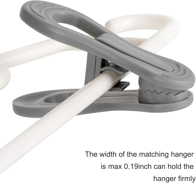 Tinfol 50pc Grey Plastic Hanger Clips, Strong Pinch Grip Finger Clips - Image 4
