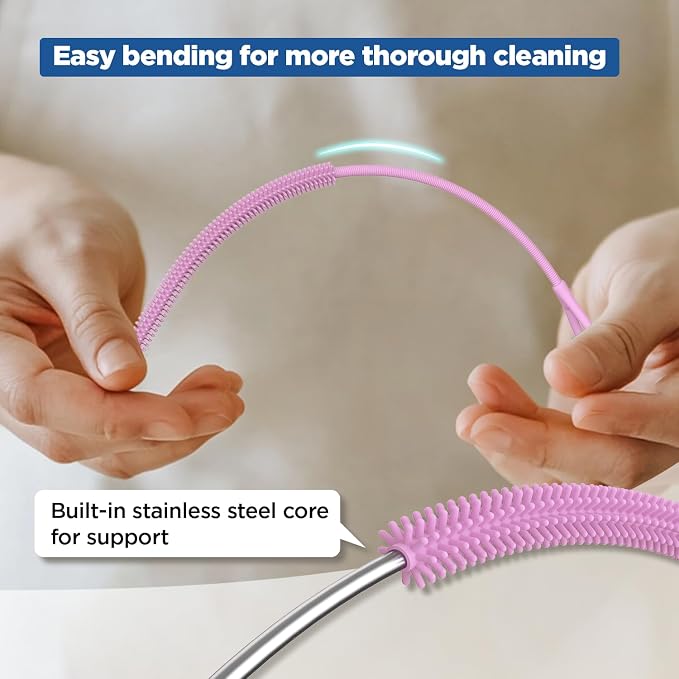 YOTIME Silicone Straw Cleaner Brush, Non-slip Handle Soft and Bendable - Image 4