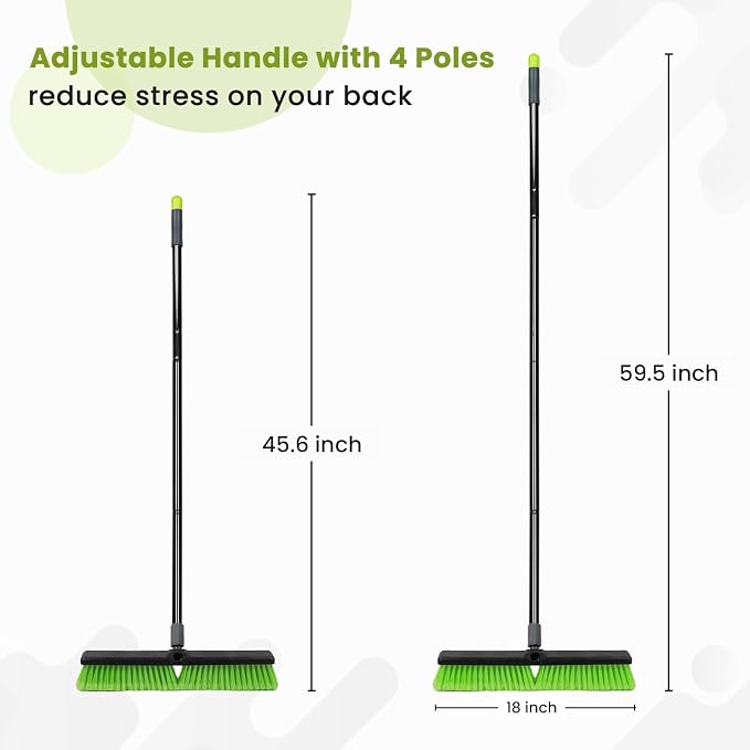 3 Pack 18” Push Broom Outdoor Heavy Duty, Garage Shop Broom - Image 5