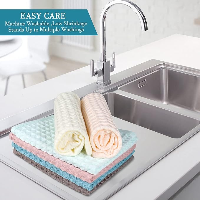 6 Pack Waffle Weave Dish Cloths, 13x13 Inch 100% Cotton Kitchen Towels - Image 6