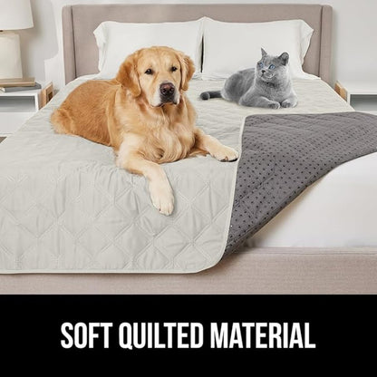 GORILLA GRIP Waterproof Bed Cover for Dogs, 82x82, Gripped Slip Resistant Backing, Leak Proof Washable Dog Blanket Covers Sofa, Couch, Sectional, Crate, Car, RV Seats, Pet Puppy Essentials Light Taupe