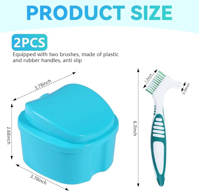 2 Pack Denture Bath Case Cup Box Holder Storage Container - Image 2