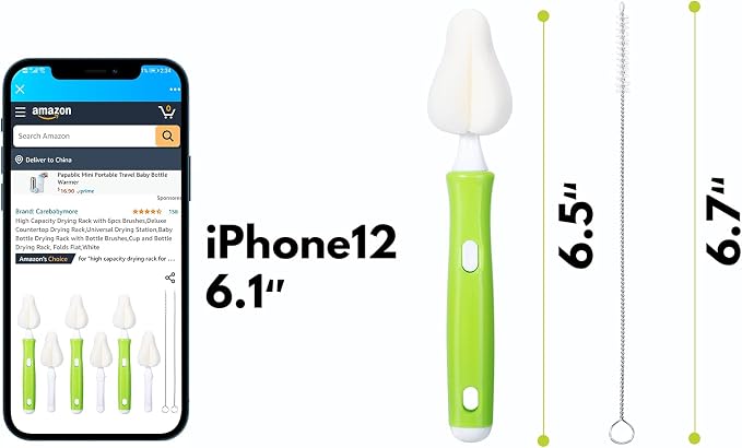 8 Piece Sponge Nipple Bottle Brushes, Baby Bottle Brush - Image 7