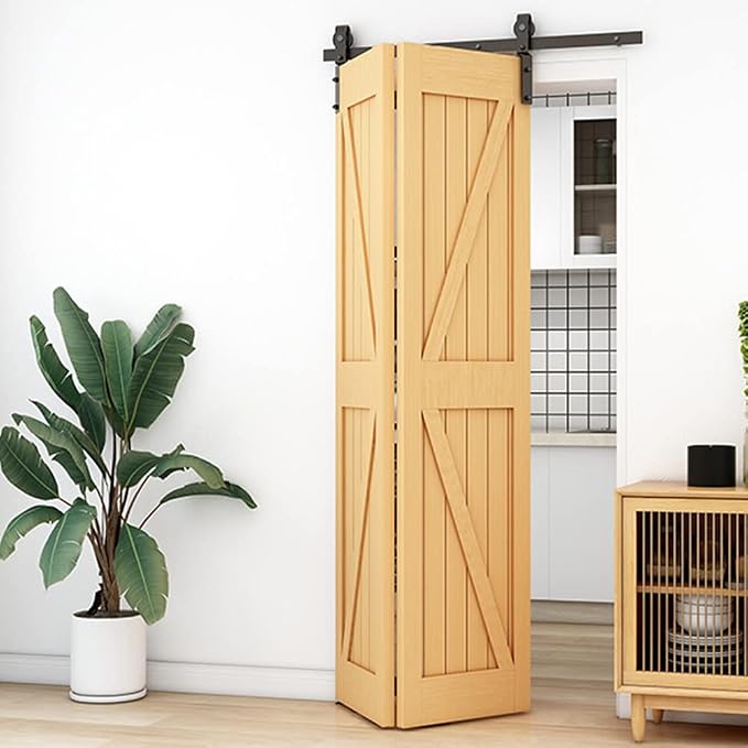 52" Bi-Folding Sliding Barn Door Hardware Track Kit, Smoothly&Quietly, Side - Image 8