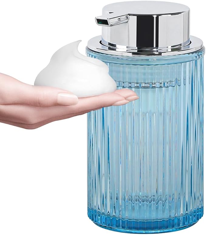Purple Foaming Soap Dispenser, 12 Oz Glass Foaming Hand Soap Dispenser by Tonxus