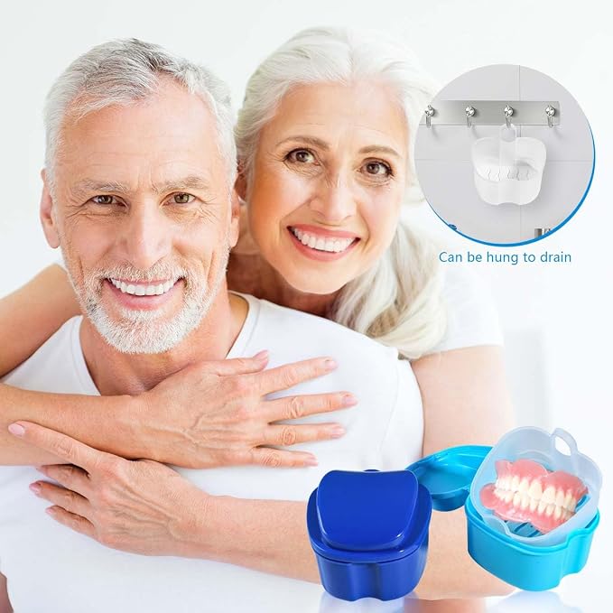 Blue Denture Bath Case Cup Box Holder Storage Container - Image 7