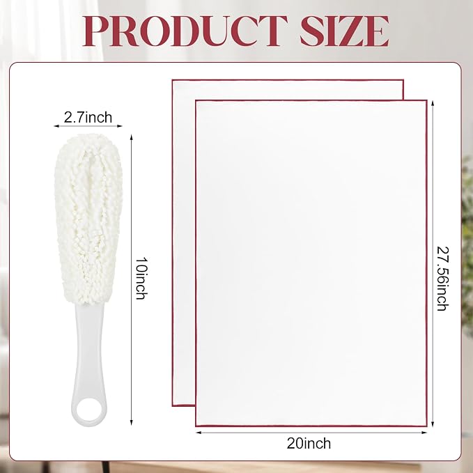 3 Pcs Wine Glass Cleaner Set Large Microfiber Polishing Cloths Wine Glass - Image 2